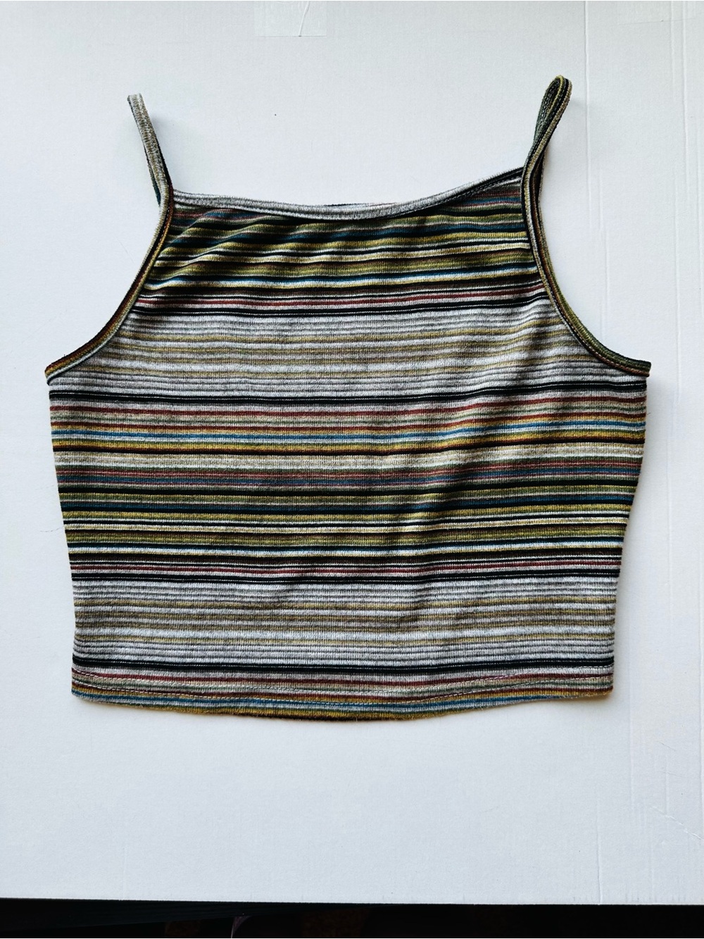 SHEIN Multicolor Striped Spaghetti Strap Crop Top